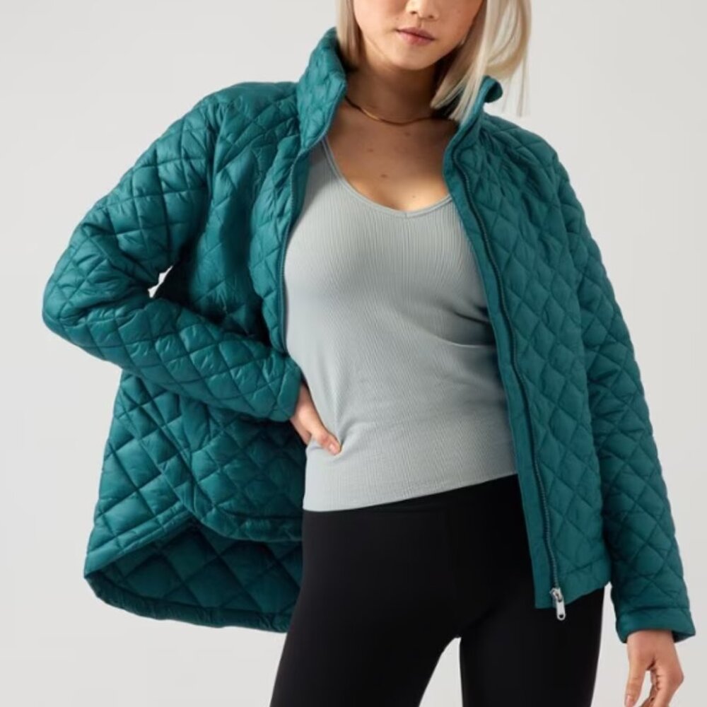 Athleta Whisper Featherless Jacket  XS Borealis Green NWT
